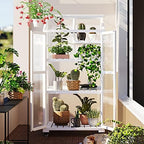 Portable Greenhouse Balcony Wood Polycarbonate Cold Frame Greenhouse Cabinet with Removable Wheels and Adjustable Shelves for Outdoor & Indoor Use by Unknown