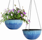 10 Inch Hanging Planters, Glazed Hanging Basket with Drainage Holes, 2 Pack by Vanslogreen