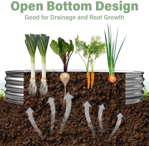 TATAANTY Galvanized Raised Garden Bed for Outdoor: 4x2x1ft Durable Metal Vegetable Plant Container Kit - Oval Planter Box for Gardening Flower Trough （2 Pack） - Image 5