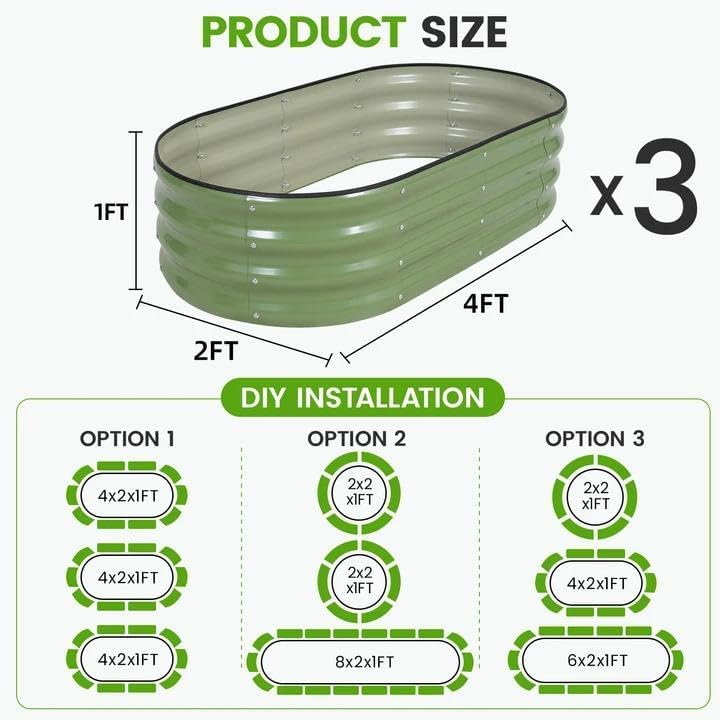G GOOD GAIN 3Pcs Raised Garden Beds, Metal Planter Boxes Kit, Oliver - Image 2