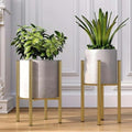 Adjustable Metal Plant Stand Indoor, Fits 8-14 Inch Pots, Mid Century Modern Gold Planter Holder,2 Heights, Heavy Duty 160 lb, Indoor Outdoor Corner Floor Pot Stand, Golden 2 Pack by HomecourtyardsInterio