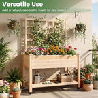 Giantex 65'' Wooden Raised Garden Bed w/Trellis on Wheels Set 2, Mobile Elevated Planter Box w/Legs, Liner & Drainage Holes for Climbing Plant Vegetable Herb Flower, Outdoor Garden Box, Backyard - Image 5