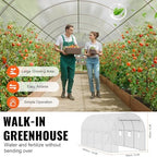VEVOR Walk-in Tunnel Greenhouse, 14.6x6.4x6.3 ft Hoop House Greenhouse Tunnel, Plant Hot House with Galvanized Steel Frame, White PE Cover, Roll-up Zipper Door and 8 Windows for Outdoor - Image 5