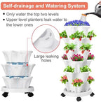 GameXcel Vertical Planter Tower - 6 Tier Stackable Garden Planters with Wheels and Garden Tool Set Plant Pots for Strawberry Herb Flower and Vegetable Indoor Outdoor Use White - Image 3