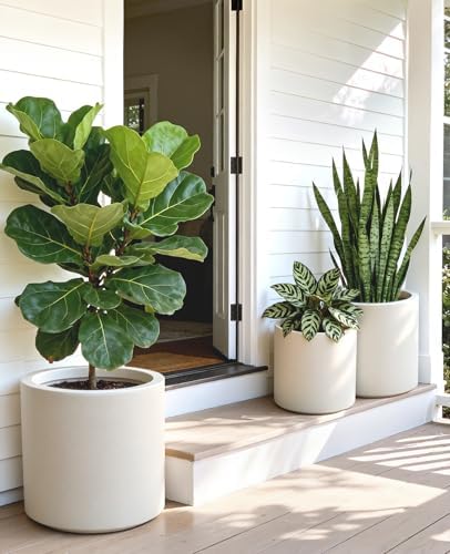 homenote 13.2/10.5/8.5 Inch Large Plastic Flower Pots with Drainage (3 Pcs) - Image 3