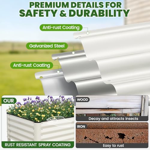G GOOD GAIN Elevated Raised Garden Bed Kit with Legs, Rack, 2x6ft, White - Image 4