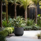 Kante Black Concrete Planter 16.7" Dia All-Weather Round Large Pot - Image 4