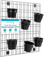 BIRDROCK HOME 6 Pot Garden Wall Grid - Flower or Succulent Planter Pots - Indoor or Outdoor Plant Organizer Rack - Black by BIRDROCKHOME