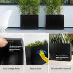Metal Planter Box, No Installation Galvanized Steel Folding Rectangular Planter with Drainage Holes, 35.5"x 10"x 28" Black Outdoor Planter for Porch/Patio/Garden - Image 3