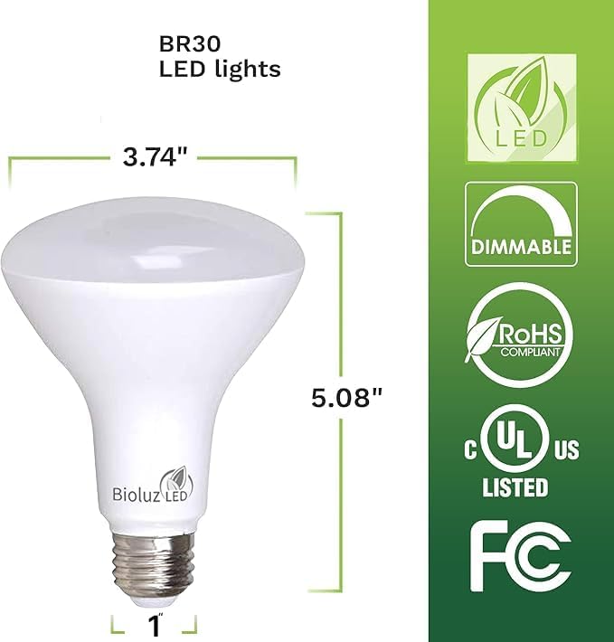 Bioluz LED 24 Pack BR30 LED Bulbs, Indoor Flood Lights 90+ CRI 65W Equivalent uses 7.5W 4000K Cool White 650 Lumens, E26 Base Dimmable Instant On Interior Home UL Listed FCC RoAS Title 20 Certified - Image 3