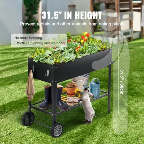 VEVOR Raised Planter Box with Legs and Wheels, Larger Size 43.3x19.5x31.5 Outdoor Elevated Garden Bed On Wheel, Metal Planting Boxes for Growing Flowers/Vegetables/Herbs in Backyard/Garden/Balcony - Image 6