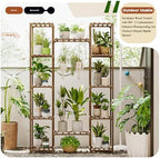 Bamworld Plant Stand Indoor Outdoor 12 Tier Tall Large Wood Plant Shelf - Image 3