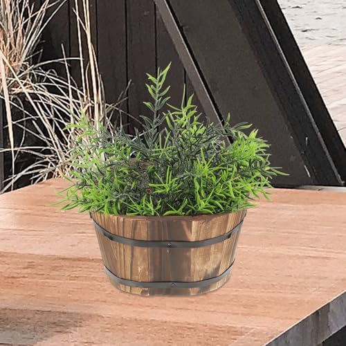 DOITOOL 2pcs Wooden Barrel Planter Pot for Vegetables and Indoor Plants - Image 5
