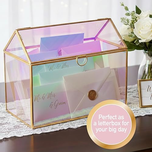 D'Eco Iridescent Glass Plant Terrarium, Centerpiece, Wedding Letterbox - Image 3