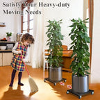Heavy Duty Plant Caddy with Wheels, 12'' Rolling Plant Stand, 2 Pack, Black - Image 2
