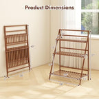 COSTWAY Bamboo Plant Stand, Foldable Multifunctional Flower Display Ladder Shelf, 3-Tier Storage Rack - Image 7