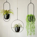 RISEON Boho Black Metal Plant Hanger,Metal Wall and Ceiling Hanging Planter, Modern Planter, Mid Century Flower Pot Plant Holder, Minimalist Planter for Indoor Outdoor Home Decor - Image 4