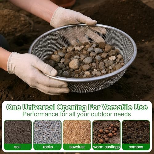 3PACK Soil Sifter for Gardening - Rock Sand Dirt Compost Sifter Fits 5-Gallon Buckets 1/4 Inch, 1/8 Inch, 3/8 Inch Mesh Sieve for Gravel, Dirt, Sawdust with Repotting Mat - Image 6