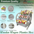 NestNature Wooden Wagon Planter Box|Raised Garden Bed W/Wheels for Plants - Image 4