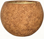 17" H x 21" Dia Round Brown Fiberstone Planter Pot with Drainage Hole, Lightweight UV-Resistant Stone-Look Decorative Planter for Olive Trees, Large Plants & Indoor Outdoor Patio, Porch & Garden by Panlaolao