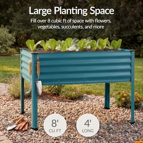 Best Choice Products 48x24x30in Galvanized Raised Garden Bed, Metal Elevated Planter Box, Vegetable Garden for Backyard, Patio, Balcony, 100% Non Toxic Materials - Peacock Blue - Image 4