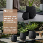 Sereno Fiberstone Tapered Planter (M, Ribbed Black) - Image 6
