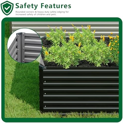 DIIYIV Galvanized Raised Garden Bed Kit Outdoor Patio,6x3x2ft Large Rectangular Metal Planter Boxes,Deep Root Box Planter for Gardening,Vegetables,Flowers,Herbs-Black - Image 5