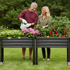 Land Guard 2 Pack Galvanized Raised Garden Bed with Legs & Wheels, 36×12×32in Metal Elevated Raised Planter Box for Backyard, Patio, Balcony, 300lb Capacity, Dark Grey - Image 7