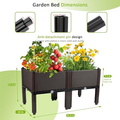Raised Garden Bed with Legs Planters for Outdoor Plants pots Elevated Garden Boxes Garden Patio Balcony Deck to Planting Flowers Vegetables Tomato and Herbs - Image 4