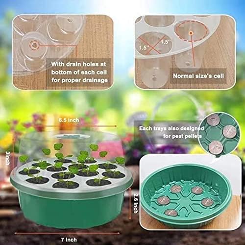 10 Pack Seeds Grow Tray, Plant Germination Starter Kit, Mini Greenhouse Propagator Trays, Germination Trays with Labels & Seedling Tools(13 Cells Per Tray),Green - Image 2