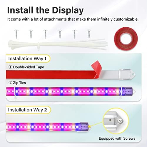 iPower 40W LED Plant Grow Light Strips Full Spectrum for Indoor Plants with Auto ON/Off 3/9/12H Timer, 10 Dimmable Levels 48 LEDs Per Tude, for Hydroponics Succulent - Image 4