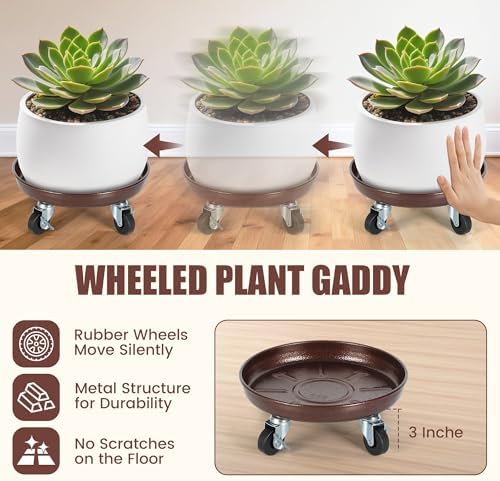 2 Pack 11 Inch Plant Caddy w/Wheels Heavy Duty, 280 lbs Capacity - Image 6