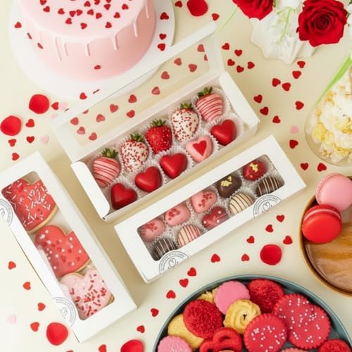 Sherr 150 Pcs White Macaron Boxes with Window, 7.7x2.6x2 Inch - Image 4