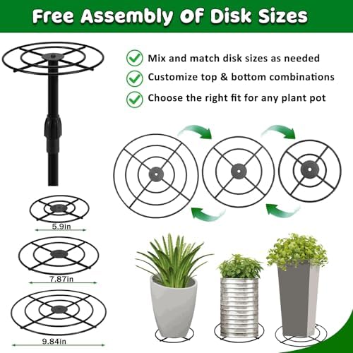VICAMB 2 Pack Adjustable 6-10.5in Plant Risers for Inside Pots,Metal Planter Lift Inserts Fillers Risers for Tall Square Round Taper Large Pots(5.9" 7.87" 9.84" Base or Top) - Image 4
