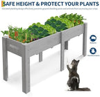 72x 23x30IN Raised Garden Bed Outdoors with High Legs & Hooks, Non-Woven Liner, Elevated Wooden Large Planter Box for Backyard, Patio, Balcony w/Divider Panel, 6 Legs, 300lb Capacity - Image 2