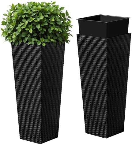 Devoko Resin 23.6'' Tall Planters, Large Taper Outdoor Planter by DEVOKO