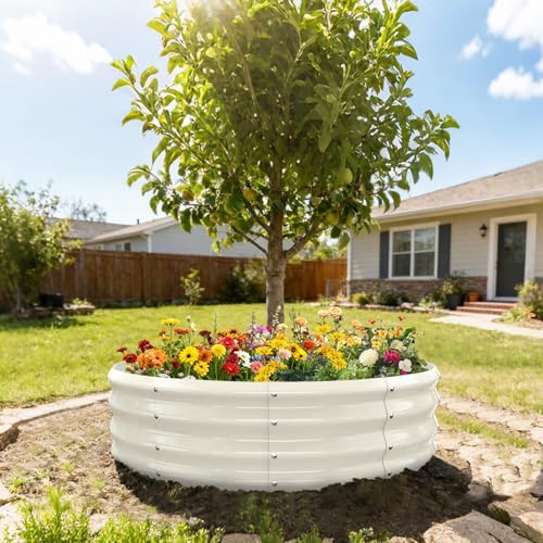 12 Inch Tall 48 Inch Diameter Round White Raised Garden Bed Kits Outdoor - Image 5