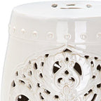 SAFAVIEH Outdoor Flora Ceramic Garden Stool, 18.5" Creme ACS4527B - Image 5