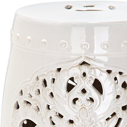 SAFAVIEH Outdoor Flora Ceramic Garden Stool, 18.5" Creme ACS4527B - Image 5