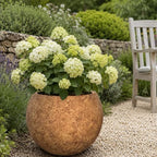 17" H x 21"Dia Brown Fiberstone Planter Pot with Drainage Hole, Large Round Handcrafted Decorative Flower Pot for Indoor Outdoor Plants, Rustic Stone-Look Planter for Patio, Porch, Garden & Home Décor - Image 6