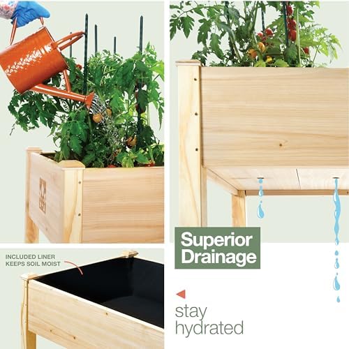 Cedar Raised Garden Bed with Legs, Outdoor Planter Box 48x24x30, 200lb - Image 4