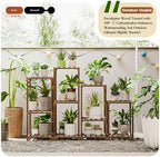 Bamworld Plant Stands Indoor 4 Sets Plant Shelves Outdoor - Image 4