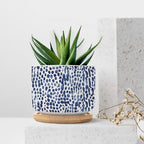 Navy Leopard Print Ceramic Planters African Animal White Blue Plant Live Indoor with Pot with Drainage Holes and Saucers Pot for Pots Outdoor Indoor Plants - Image 7