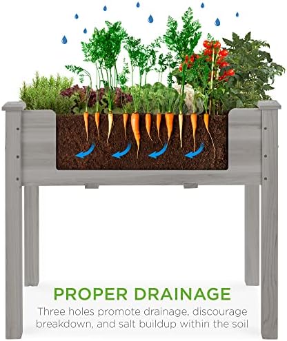 Best Choice Products 34x18x30in Raised Garden Bed, Elevated Wood Planter Box Stand for Kids, Backyard, Patio, Balcony w/Bed Liner, 150lb Capacity - Gray - Image 4