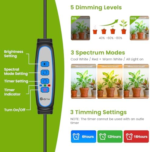 Kullsinss 8in Grow Lights Strips for Indoor Plants, 112 LEDs Plant Light - Image 5
