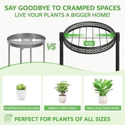 Oppro 3 Tier Plant Stand Indoor Outdoor, 10in Wide Metal Flower Shelf - Image 3