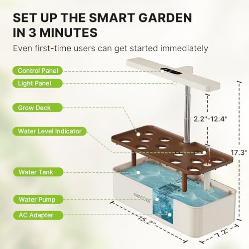 SUNCOZE Hydroponics Growing System, Compact 12 Pods Indoor Garden, Beige - Image 4