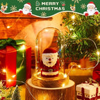 4 Pack 3.54'' x 5.91'' Christmas Glass Cloche Domes with Light Wood Base - Image 6