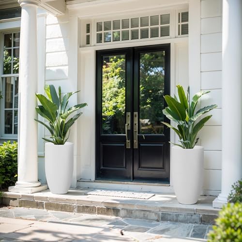 Kante Tall Concrete Planter, 24" Modern White Floor Pot for Home Decor - Image 5