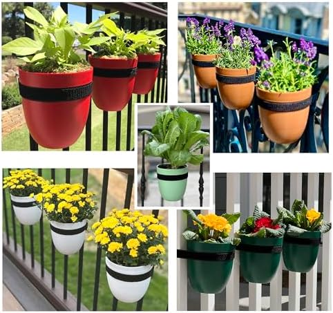 Railing Planter for Outdoor Plants (6-inch, 3-Pack) | Hanging Planter for Railings, Fence Posts | Balcony Wall Planter for Herbs, Flowers and Succulents | Made in The USA - Image 2